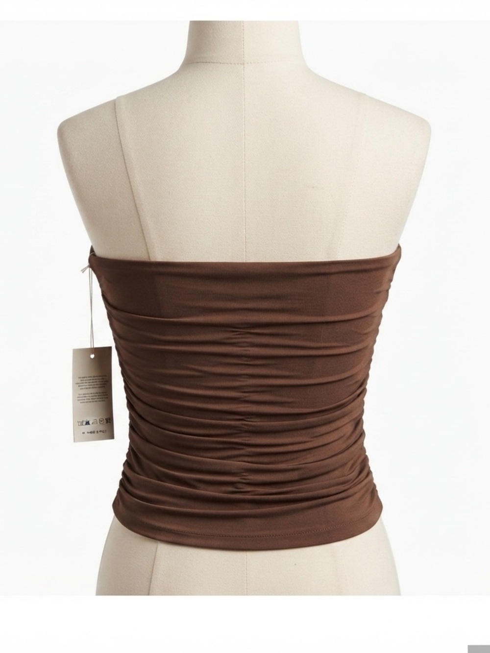 Gaze Brown Ruffle Strapless Top - Picture 4 of 7